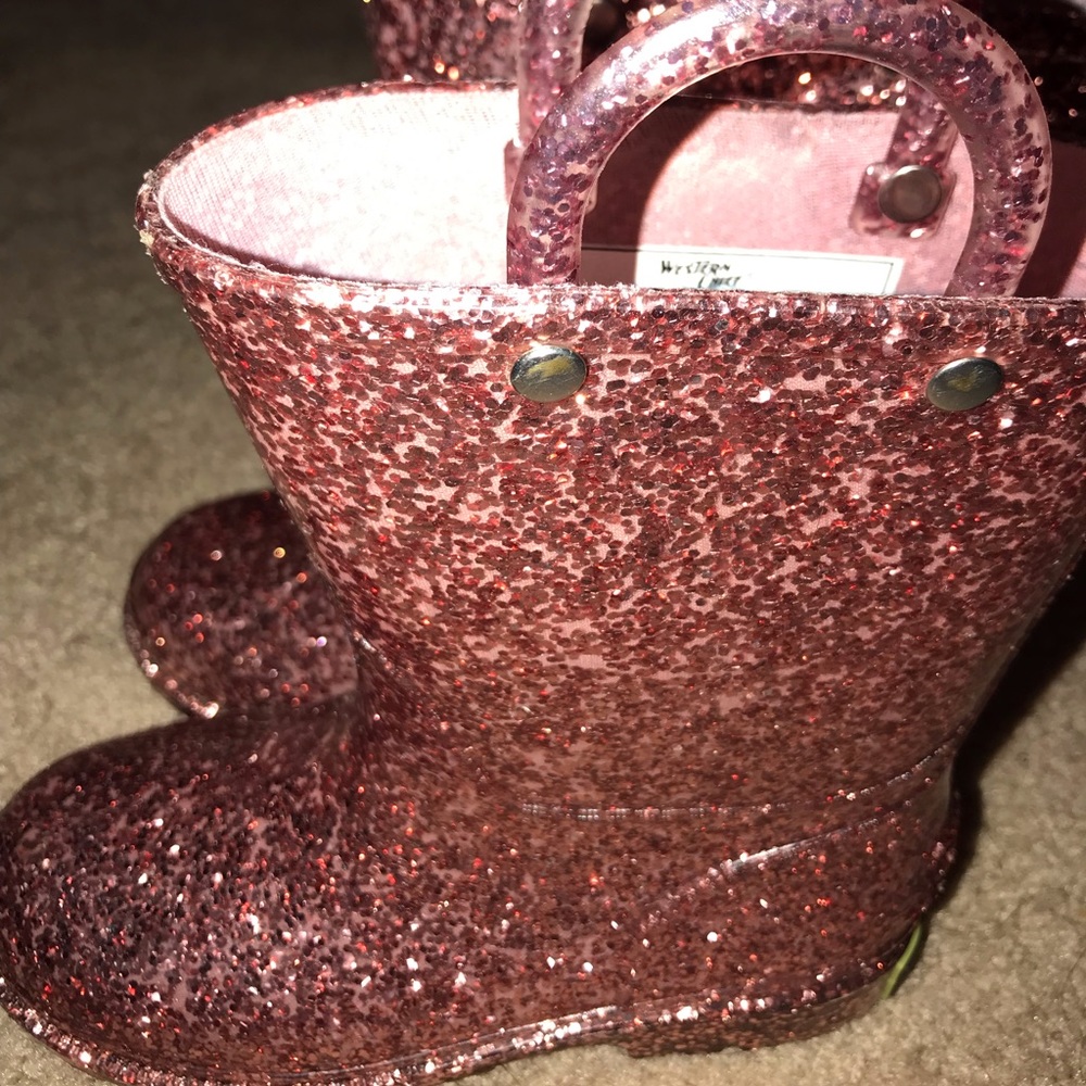 Rose Gold Glitter Rain Boots